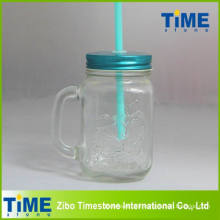 Glass Clear Mason Jar with Straw (15041802)